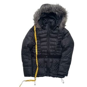 *HOT Women THE NORTH FACE @ 600 GOTHAM QUILT GOOSE DOWN FUR HOODED GREY JACKET L